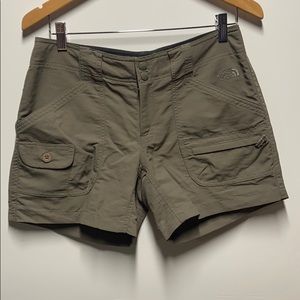 Nylon fabric hiker shorts in earth tone.